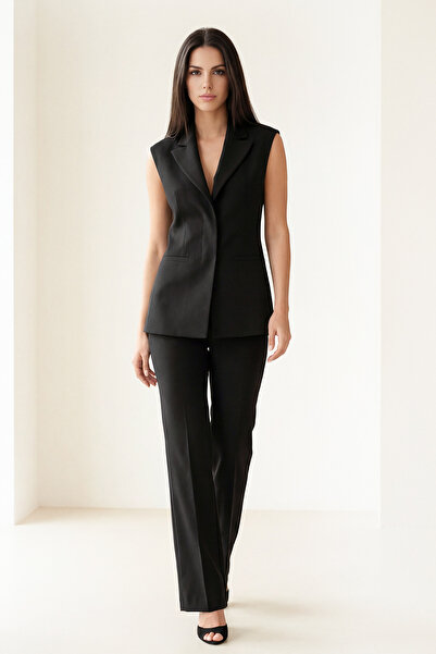 Setre Black Sleeveless Tailored Vest and Pants Set