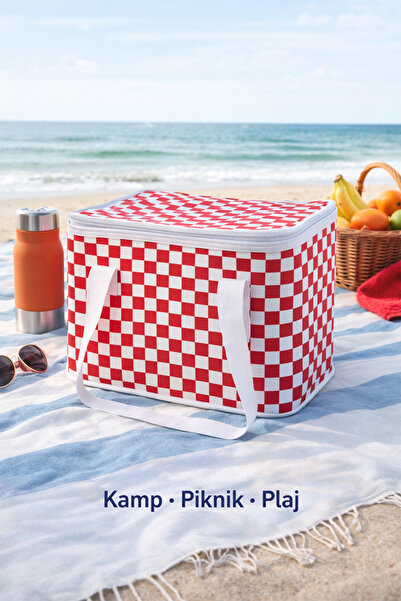 umbellatum Termal Büyük Boy Soğutucu Buzluk Çanta | Kamp Piknik Plaj İçecek & Yemek Çantası Hurç 40x28x28 cm