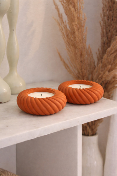 MEFAKS TEKSTİL Özel Tasarım 3D Baskı İkili Mumluk – Kırılmaz Dekoratif Tealig...