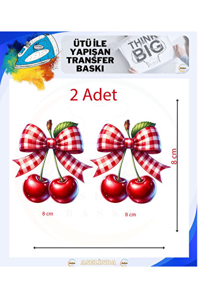 ASELİNDA Anne Kız Kombin Kiraz Desenleri Dtf Transfer Tekstil Baskı Hazır Bas...
