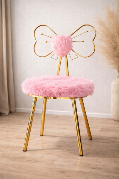 LORENCONCEPT GOLD BEYAZ KELEBEK SANDALYE BEYAZ PELUŞ TASARIM SANDALYESİ