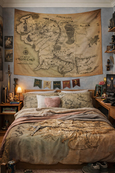 Vendini Orta Dünya Haritası Duvar Örtüsü Duvar Halısı Wall Tapestry