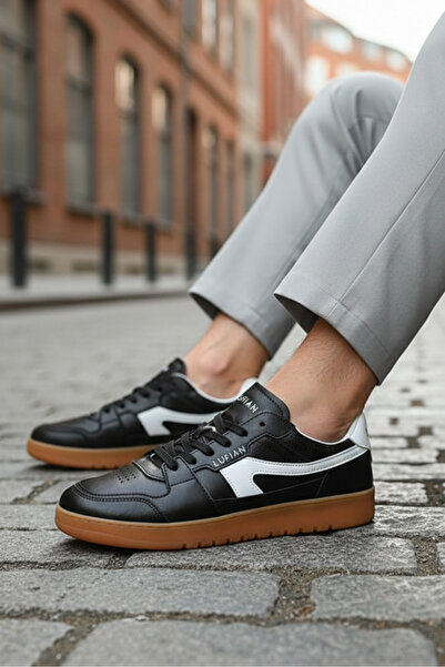 Lufian 111230256 حذاء جيك الرياضي للرجال من الجلد باللون الأسود