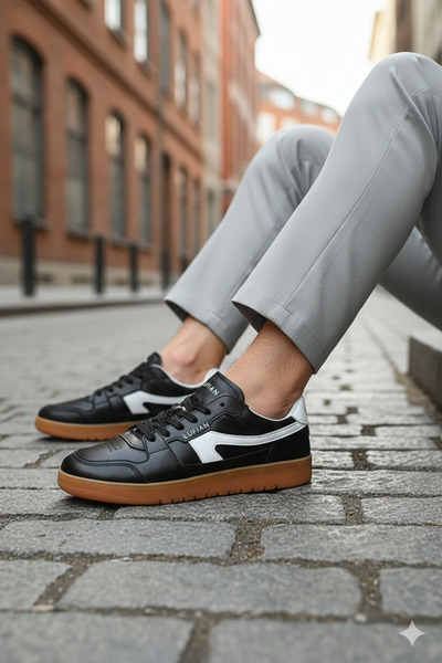 Lufian Pantofi Jake Casual Senaker pentru bărbați, negri 111230256