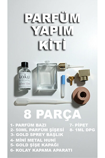 KokuAtölyesi Evde Parfüm Yapım Seti – 50 ml Şişe + 40 ml Parfüm Bazı + DPG Da...