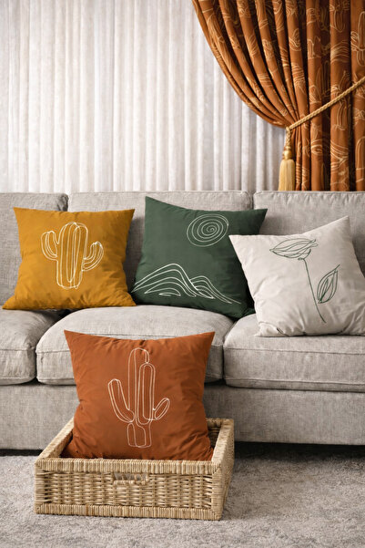 SasoHome Simple Modern Design Floral Patterned Digital Printed Throw Pillow C...