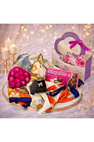 velve Pachet Spring, esarfa dama, ciocolata ,cutie acetofan cu trandafiri din...