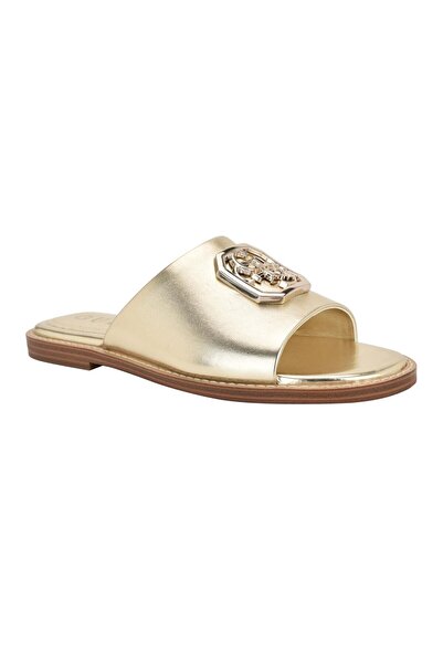 Guess Quattro G Embellished Straw Flat Sandal