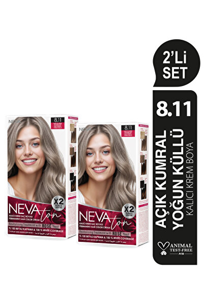 Nevaton 2'Lİ SET 8.11 AÇIK KUMRAL YOĞUN KÜLLÜ Kalıcı Krem Saç Boyası Seti (4 ...