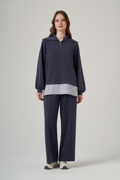 Nuss 1075 Set pantaloni cu guler marinar și detaliu cămașă