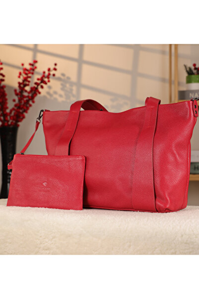 Aksesuarlia Red Color Wallet Leather Bag - 40278, Genuine Leather, Shoulder S...