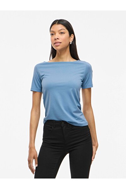 VILA Oberteil mit kurzen Ärmeln U-Boot-Ausschnitt