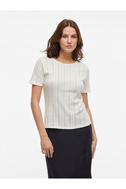 VILA Oberteil mit kurzen Ärmeln Rundhals