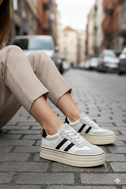 Lufian Angela Kadın Sneaker Yüksek Taban Ayakkabı Beyaz