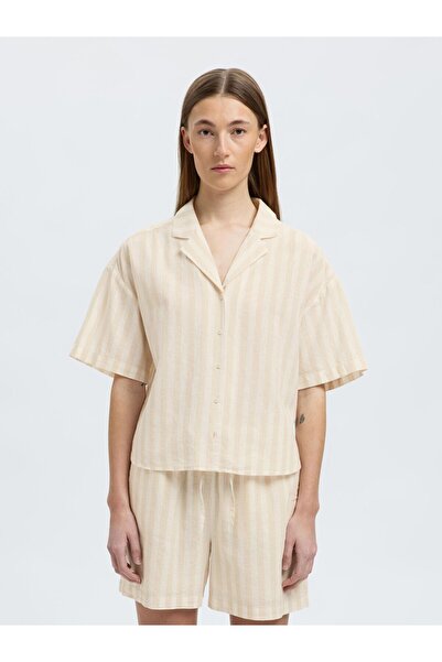 SELECTED Bluse aus Leinengemisch Kurzarm