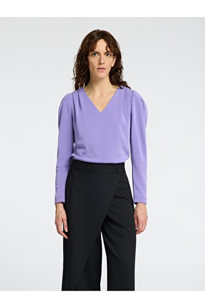 Selected Femme Top mit V-Ausschnitt Drapiertes