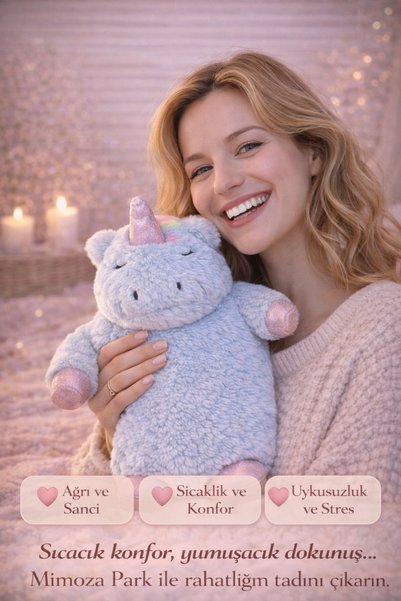 MİMOZA PARK Peluş Lux Çocuk UNİCORNLU Kahramanlı Sıcak Su Torbası 1 Litre