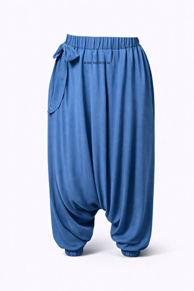 Sobe Hediyelik Blue Casual Baggy Trousers – Elastic Waist, Pockets, Comfortab...