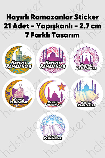hdsticker 21 Adet Hayırlı Ramazanlar Sticker 2.7 Cm İşletme Kargo Ambalaj Eti...