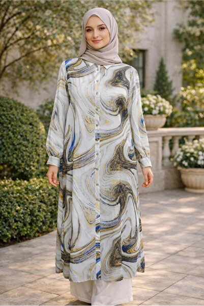 Alvina Patterned Satin Tunic - Plus Size 20522