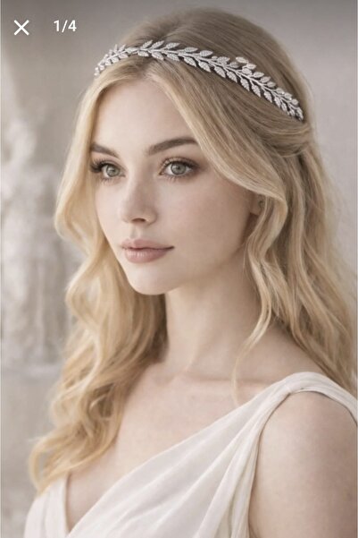 ella'nın çarşısı Goddess Model Leaf Figured Silver Color Metal Crown 1 Piece