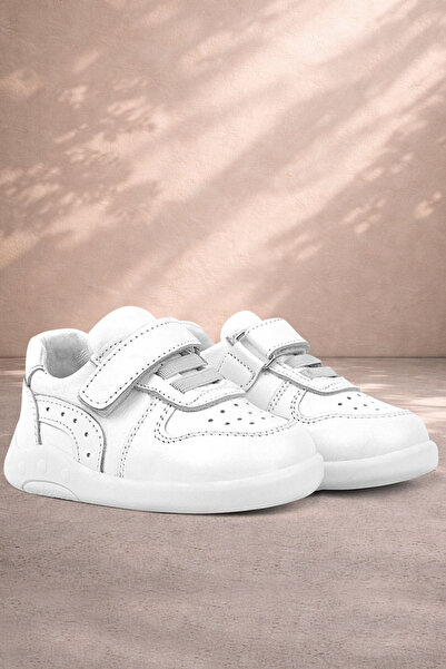 Rakerplus حذاء رياضي للأطفال من الجلد الطبيعي باللون الأبيض