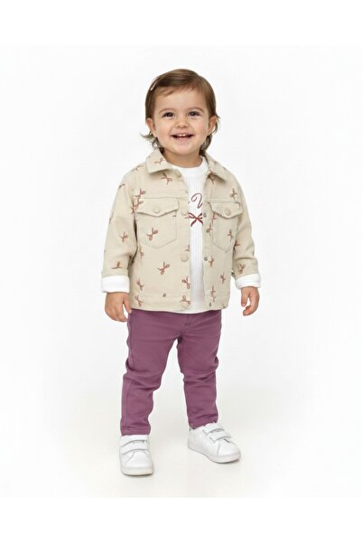 voyyo kids baby Girl's Holiday Set with Linen Jacket and Trousers, 3-Piece Ho...