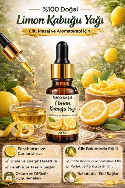 BİORGANİX Life Limon Kabuğu Yağı 20 ML – %100 Doğal Uçucu Yağ Cilt, Masaj ve ...