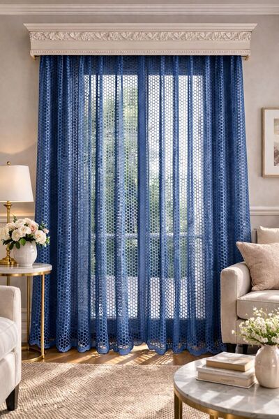 Belvedere Dekoratif File 1x3 Sık Pile Tül Perde