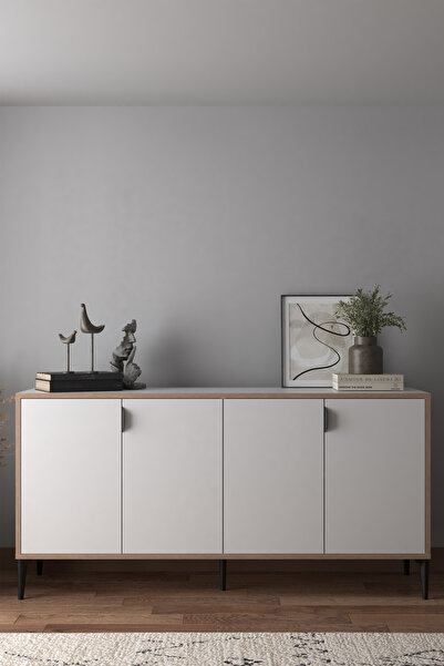 SARMOBİ Arden 4 Kapaklı Konsol 160x80x44 cm Beyaz – Modern Tasarım