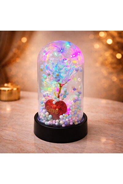 velve Trandafir transparent Bubble Tea in Love in Cupola Sticla,LED,elemente ...
