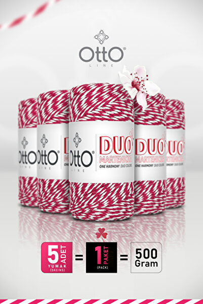 Otto دوو مارتينيشكا - أحمر وأبيض - عبوة من 5 قطع - 2 مم/100 جرام/100 متر - حب...