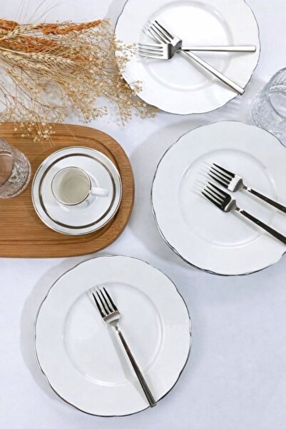 Kütahya Porselen Olympos 6 Kişilik Pasta Takımı Platin