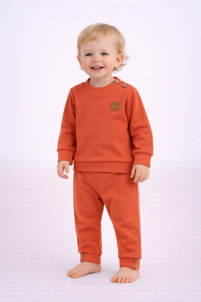 dinamik çocuk Unisex Boys Girls Kids/Babies Solid Color Ribbed Top and Bottom...