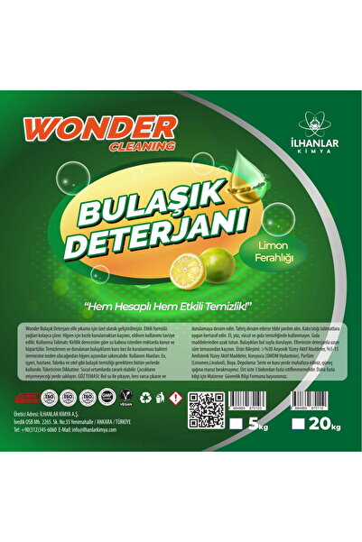 Wonder Cleaning Elde Bulaşık Deterjanı Limonlu Ferahlık ve Gliserinli 5 Kg