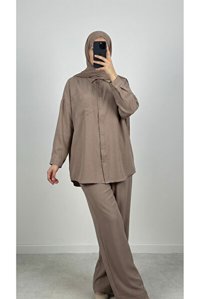 MİHRA STORE Seronia Tek Cepli Salaş Takım-AS476 Vizon