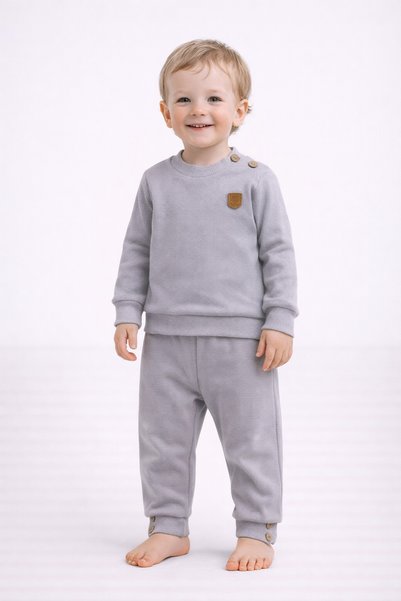 dinamik çocuk Unisex Boys Girls Kids/Babies Solid Color Ribbed Top and Bottom...