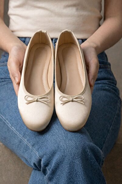 Beyond Women's Leather Satin Bowknot Stylish Ballerinas 1cm Byndstnb01