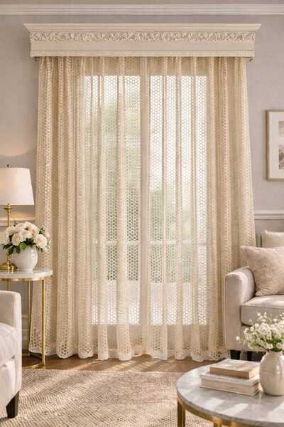 Belvedere Dekoratif File 1x3 Sık Pile Tül Perde