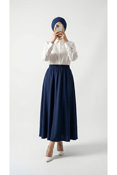 MİHRA STORE Melista Διπλή Φούστα με Τσέπες σε Σχέδιο Φράουλας-MT7902 Ναυτικό ...