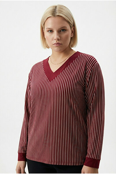 Talvien V Yaka Bluz – Ribanalı Yaka ve Manşet, Rahat Kesim