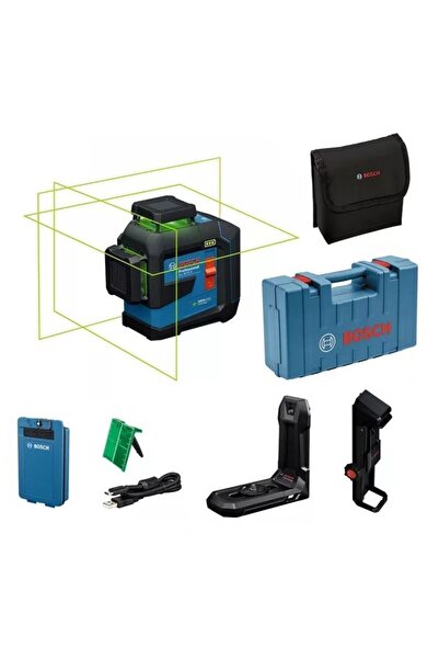 Bosch GLL 80-33 G Akülü Yeşil Lazer Terazi 3x360 Derece Mıknatıs Sehpalı