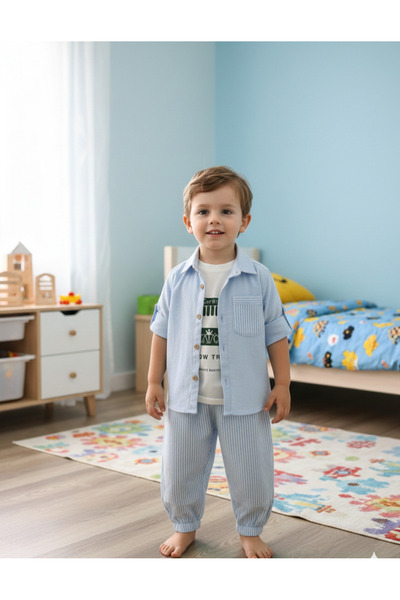 Retro Women Băiat Pantaloni în dungi Cămașă Tricou Costume elegante