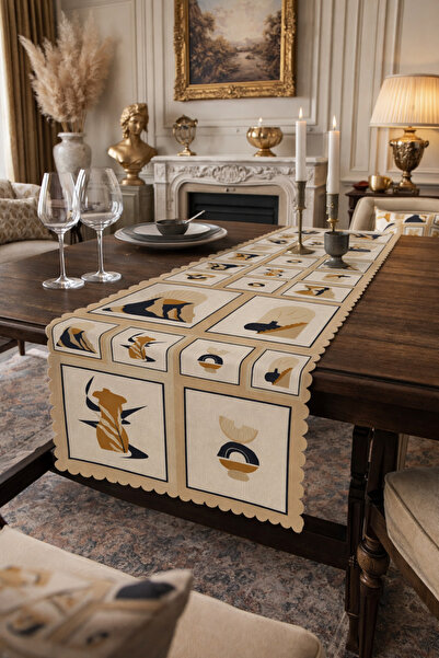 SasoHome Alergăr decorativ imprimat digital cu model de obiecte etnice modern...