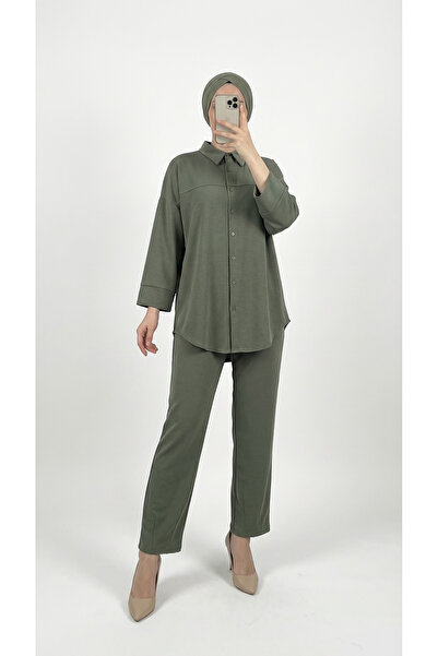 MİHRA STORE Σετ παντελονιού Orelella με πένσα-AS479 Χακί