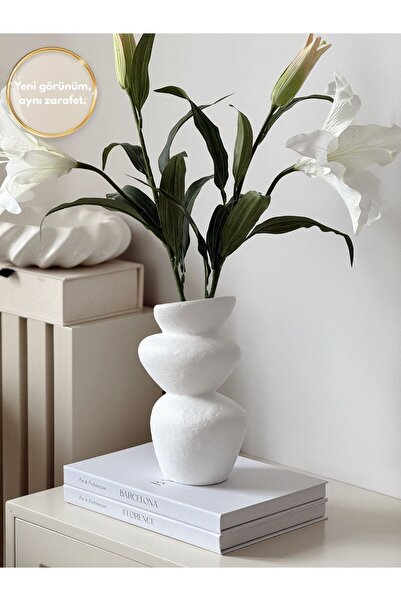 AYSA HOME DECOR Vasă din ceramică albă în formă de rocă