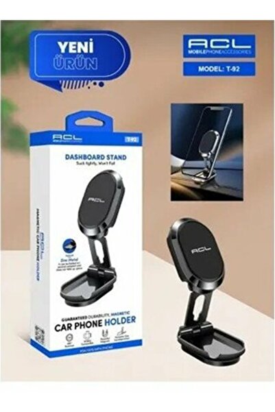 ecocenter Katlanabilir Manyetik Araç İçi Telefon Tutucu Metal Siyah T-104