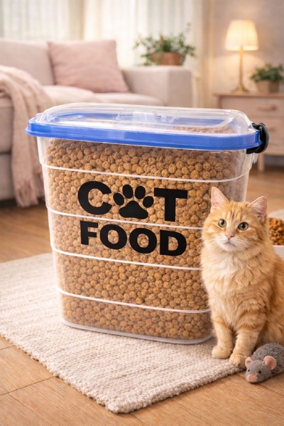 DEEMBRO 15 Kg Kedi Maması Saklama Kabı Kutusu Sızdırmaz Vakumlu Silikonlu Hav...