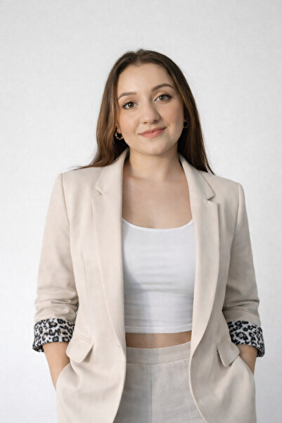 Modontik Yeni Sezon Leopar Astarlı Ve Kol Detaylı Blazer Ceket