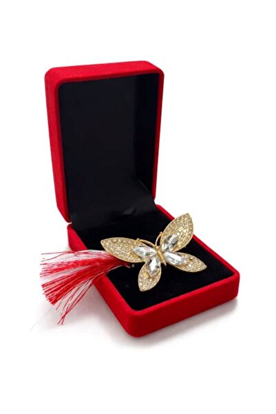 JOLIE Broșă Mărțișor Fluture cu Strasuri și Perle Multicolore